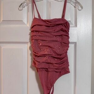 Express ruffle pink body suit